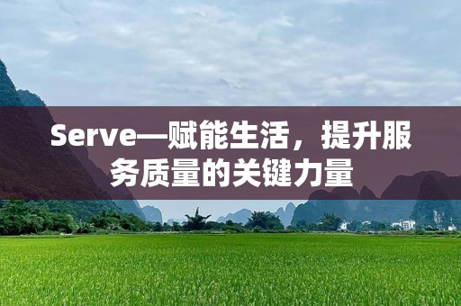 Serve—赋能生活，提升服务质量的关键力量