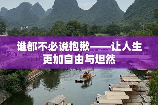 谁都不必说抱歉——让人生更加自由与坦然