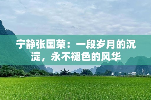 宁静张国荣：一段岁月的沉淀，永不褪色的风华