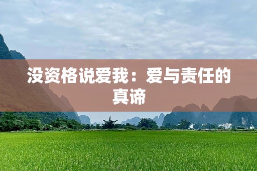 没资格说爱我：爱与责任的真谛