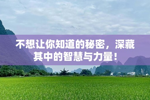 不想让你知道的秘密，深藏其中的智慧与力量！