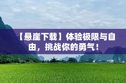 【悬崖下载】体验极限与自由，挑战你的勇气！