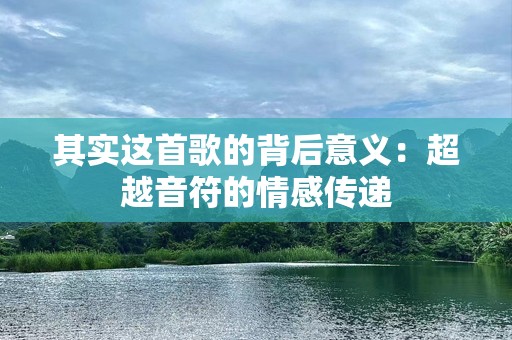 其实这首歌的背后意义：超越音符的情感传递
