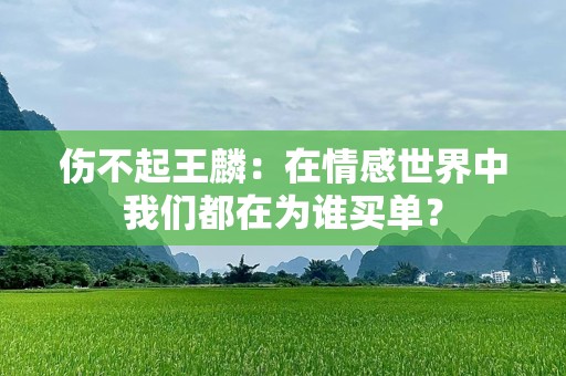伤不起王麟：在情感世界中我们都在为谁买单？