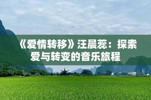 《爱情转移》汪晨蕊：探索爱与转变的音乐旅程