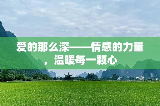 爱的那么深——情感的力量，温暖每一颗心