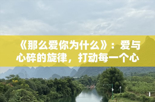 《那么爱你为什么》：爱与心碎的旋律，打动每一个心灵