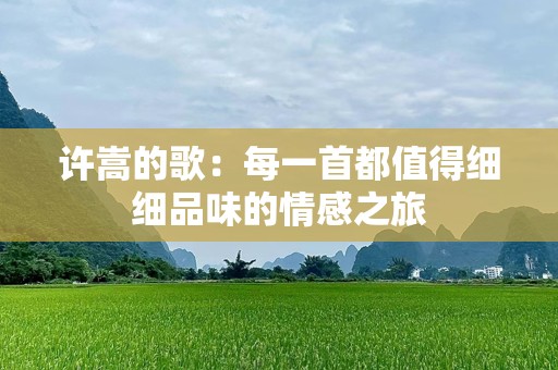 许嵩的歌：每一首都值得细细品味的情感之旅