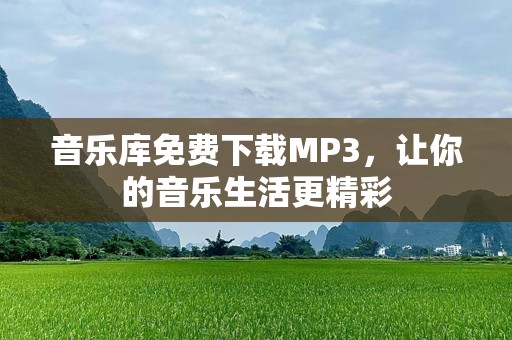 音乐库免费下载MP3，让你的音乐生活更精彩