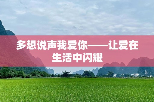 多想说声我爱你——让爱在生活中闪耀
