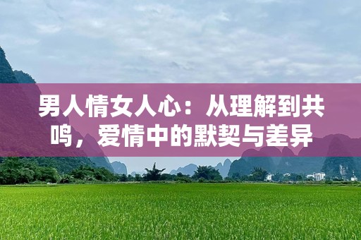 男人情女人心：从理解到共鸣，爱情中的默契与差异