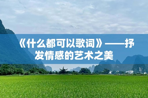 《什么都可以歌词》——抒发情感的艺术之美