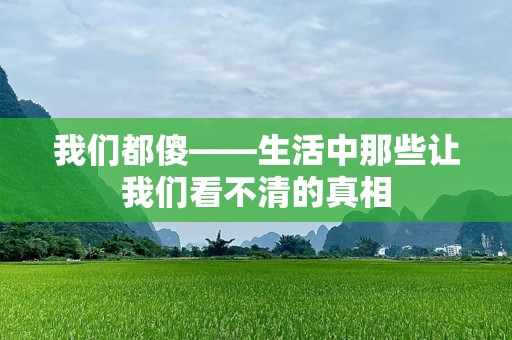 我们都傻——生活中那些让我们看不清的真相