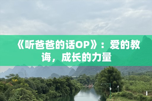 《听爸爸的话OP》：爱的教诲，成长的力量