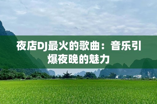 夜店DJ最火的歌曲：音乐引爆夜晚的魅力