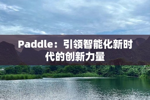 Paddle：引领智能化新时代的创新力量