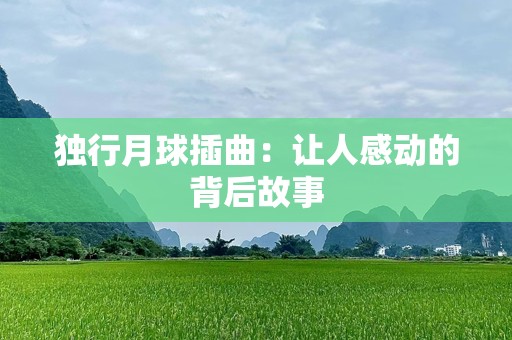 独行月球插曲：让人感动的背后故事