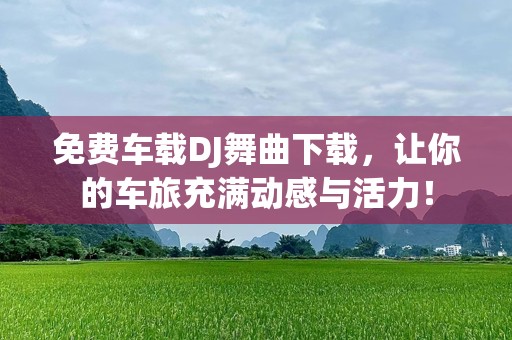 免费车载DJ舞曲下载，让你的车旅充满动感与活力！