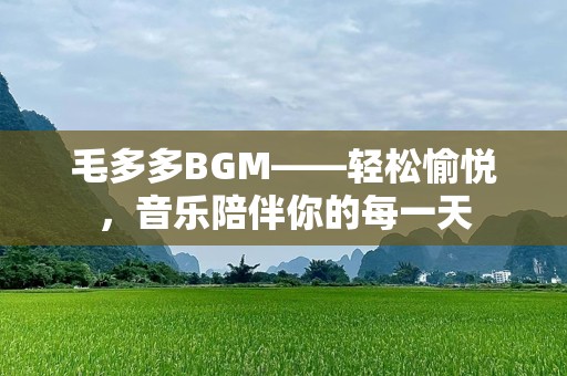毛多多BGM——轻松愉悦，音乐陪伴你的每一天