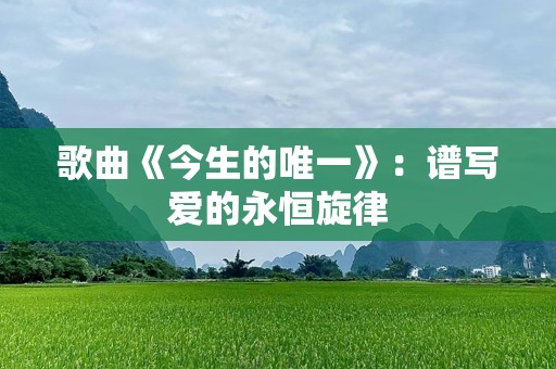 歌曲《今生的唯一》：谱写爱的永恒旋律