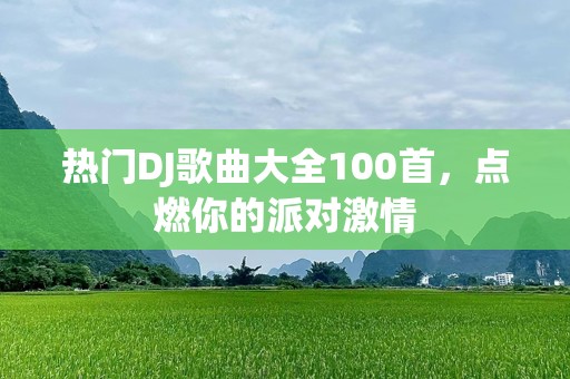 热门DJ歌曲大全100首，点燃你的派对激情