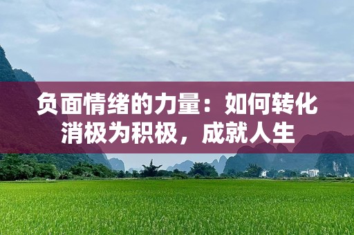 负面情绪的力量：如何转化消极为积极，成就人生