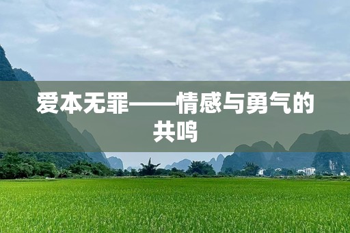 爱本无罪——情感与勇气的共鸣