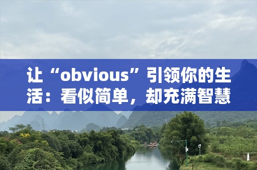 让“obvious”引领你的生活：看似简单，却充满智慧