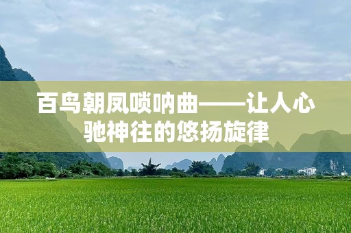 百鸟朝凤唢呐曲——让人心驰神往的悠扬旋律