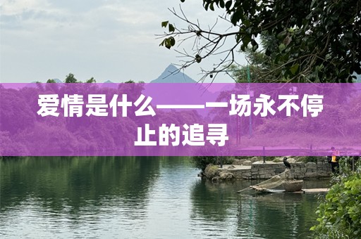 爱情是什么——一场永不停止的追寻