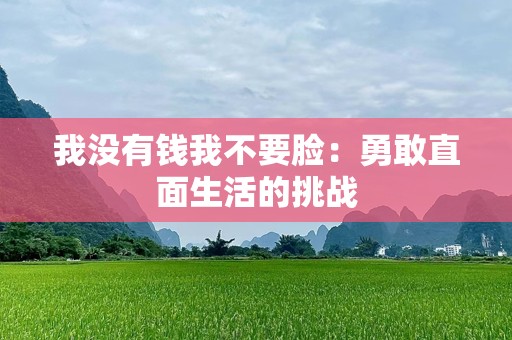 我没有钱我不要脸：勇敢直面生活的挑战