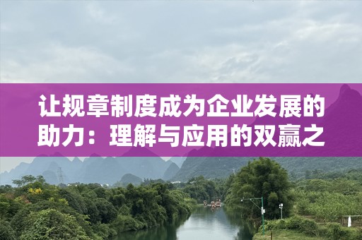 让规章制度成为企业发展的助力：理解与应用的双赢之道