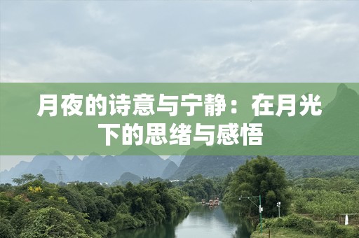 月夜的诗意与宁静：在月光下的思绪与感悟