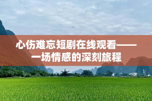 心伤难忘短剧在线观看——一场情感的深刻旅程