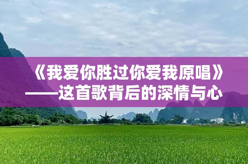 《我爱你胜过你爱我原唱》——这首歌背后的深情与心酸