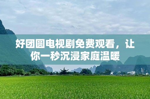 好团圆电视剧免费观看，让你一秒沉浸家庭温暖