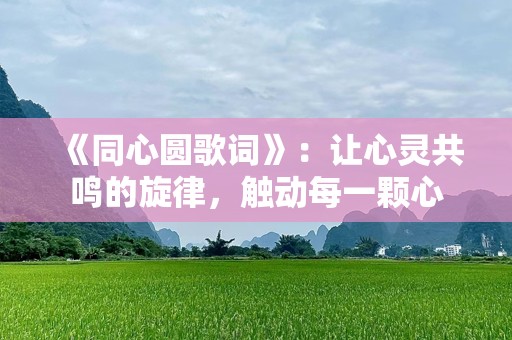《同心圆歌词》：让心灵共鸣的旋律，触动每一颗心