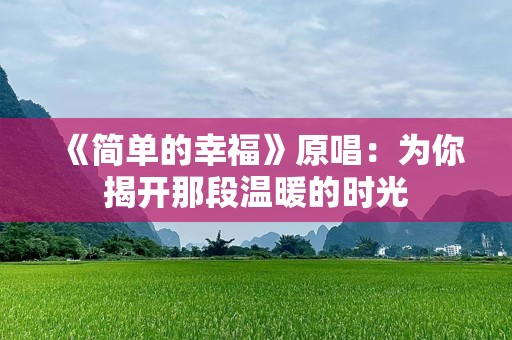 《简单的幸福》原唱：为你揭开那段温暖的时光