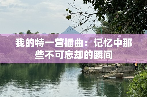 我的特一营插曲：记忆中那些不可忘却的瞬间