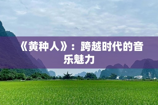 《黄种人》：跨越时代的音乐魅力