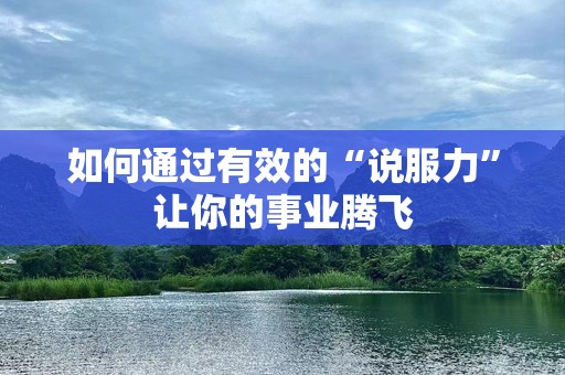 如何通过有效的“说服力”让你的事业腾飞