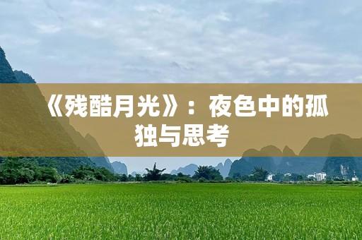 《残酷月光》：夜色中的孤独与思考