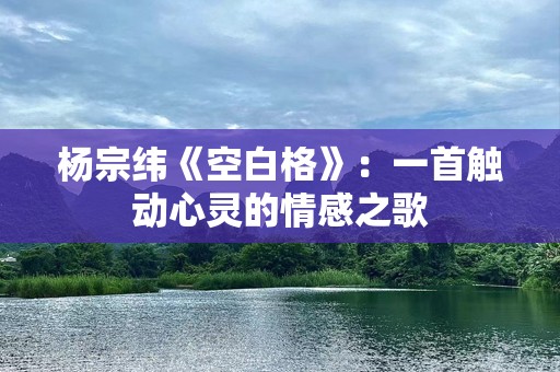 杨宗纬《空白格》：一首触动心灵的情感之歌