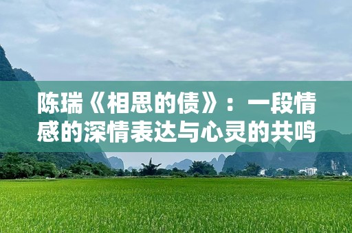 陈瑞《相思的债》：一段情感的深情表达与心灵的共鸣