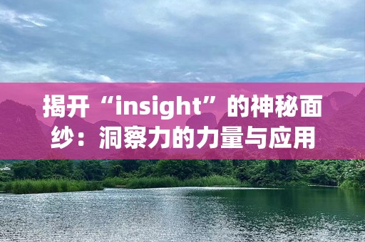揭开“insight”的神秘面纱：洞察力的力量与应用