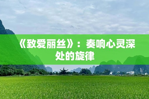 《致爱丽丝》：奏响心灵深处的旋律