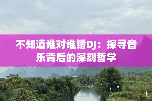 不知道谁对谁错DJ：探寻音乐背后的深刻哲学