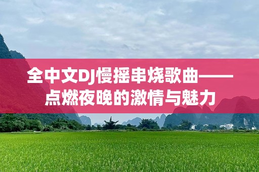 全中文DJ慢摇串烧歌曲——点燃夜晚的***与魅力
