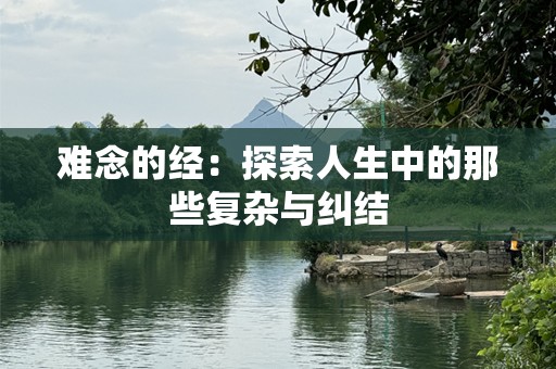 难念的经：探索人生中的那些复杂与纠结