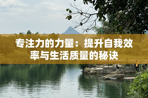 专注力的力量：提升自我效率与生活质量的秘诀
